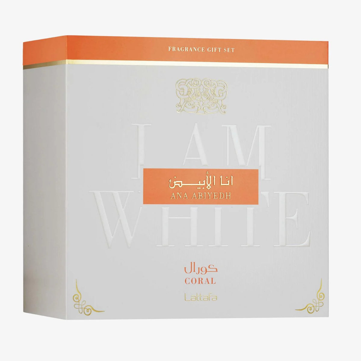 Lattafa Ana Abiyedh I Am White Coral 3pc Gift Set (EDP 60ml+ Travel Spray 12ml+ Hair Mist 50ml)