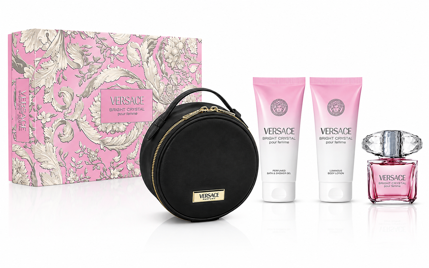 Versace Bright Crystal 4-piece with Rounded Pouch EDT