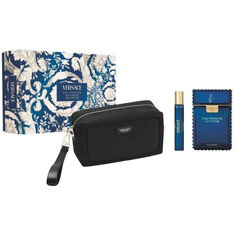 Versace EAU FRAICHE EXTREME 3pc Gift Set (Black Trousse+EDP 10ml+EDP 100ml)