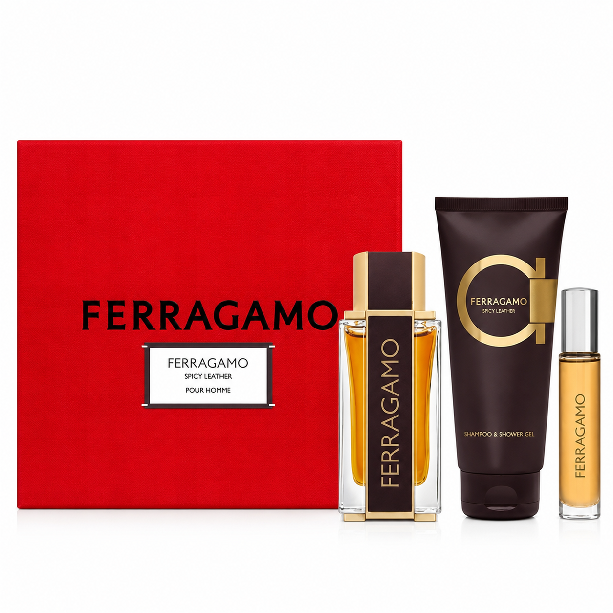 Salvatore Ferragamo Ferragamo Spicy Leather pour Homme 3-Piece Gift Set