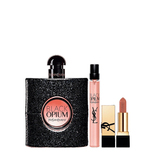 YSL BLACK OPIUM 3PCS SET EDP 10ML LIPSTICK