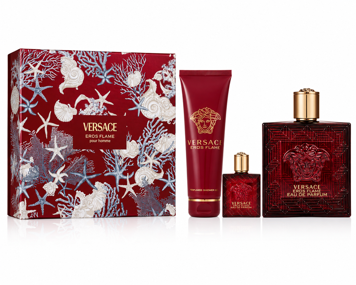 Versace Eros Flame Pour Homme 3pc Set With Shower Gel & 5ml Mini