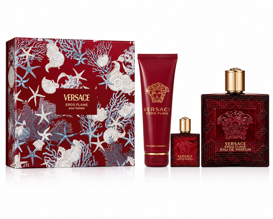Versace Eros Flame Pour Homme 3pc Set With Shower Gel & 5ml Mini