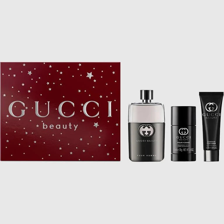 Gucci Guilty Men 3pc Gift Set (EDT 90ml+ Deodorant Stick 75ml+SG 50ml)