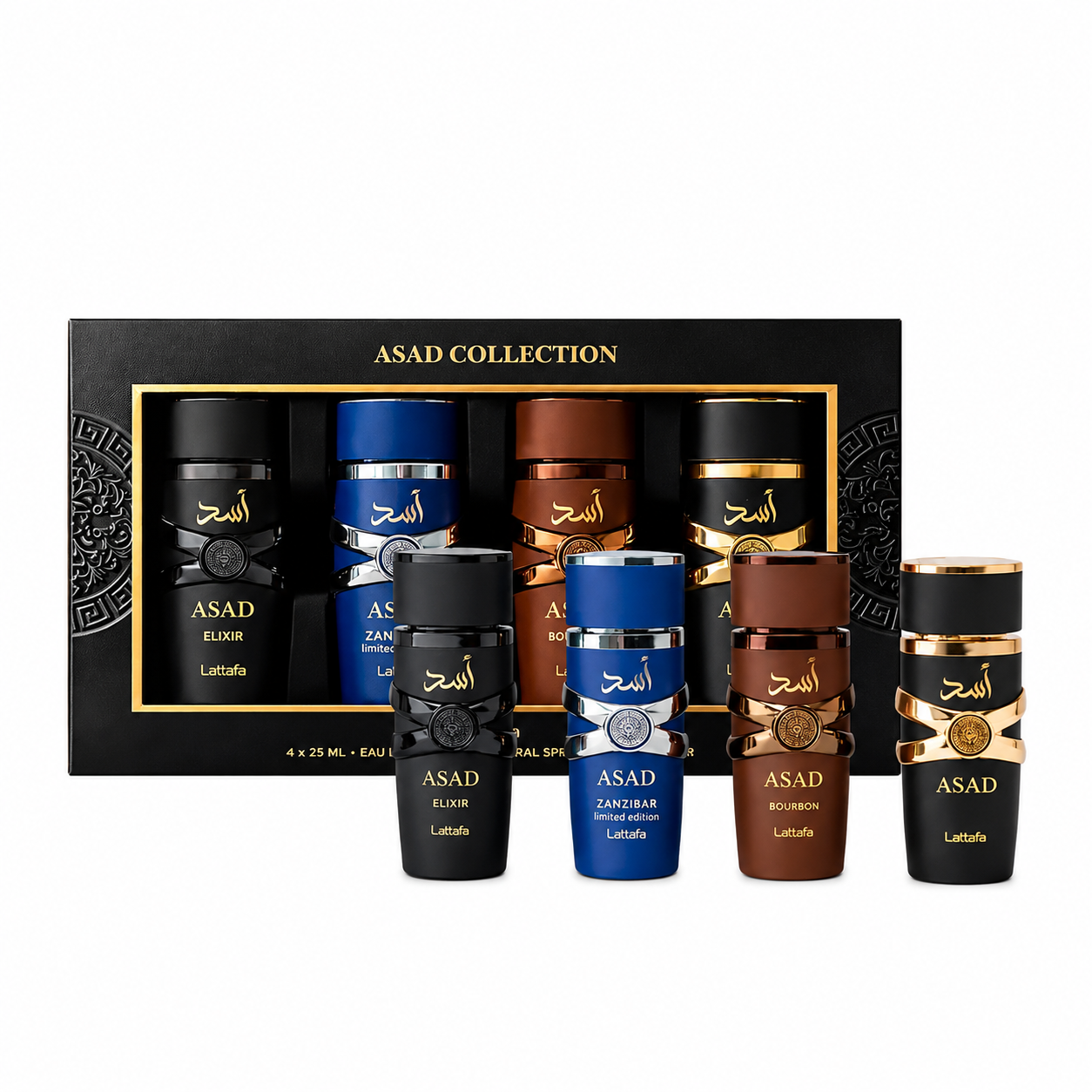 Lattafa Asad Collection EDP Natural Spray / Vaporisateur 25ml x 4-Piece Gift Set