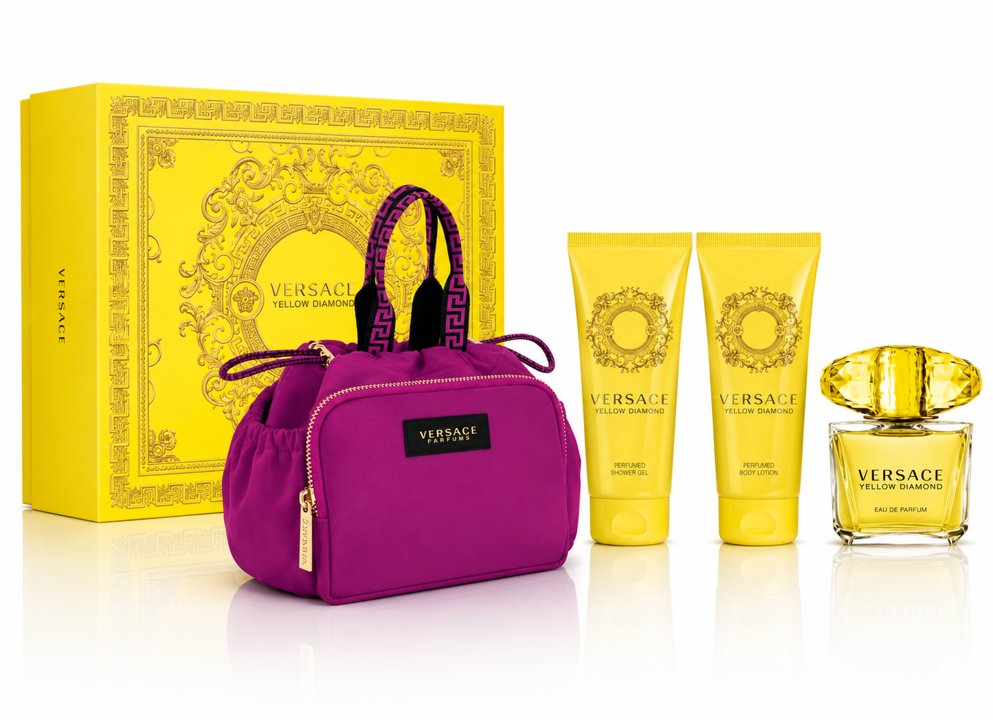 Versace Yellow Diamond 4-piece with Purple Pouch EDT