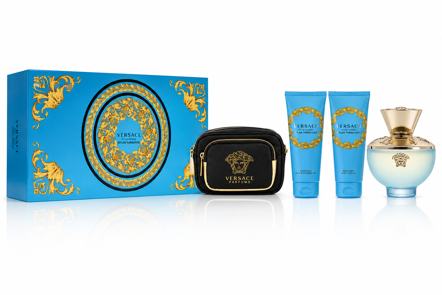 Versace Dylan Turquoise 4-piece with Cross Bag EDT