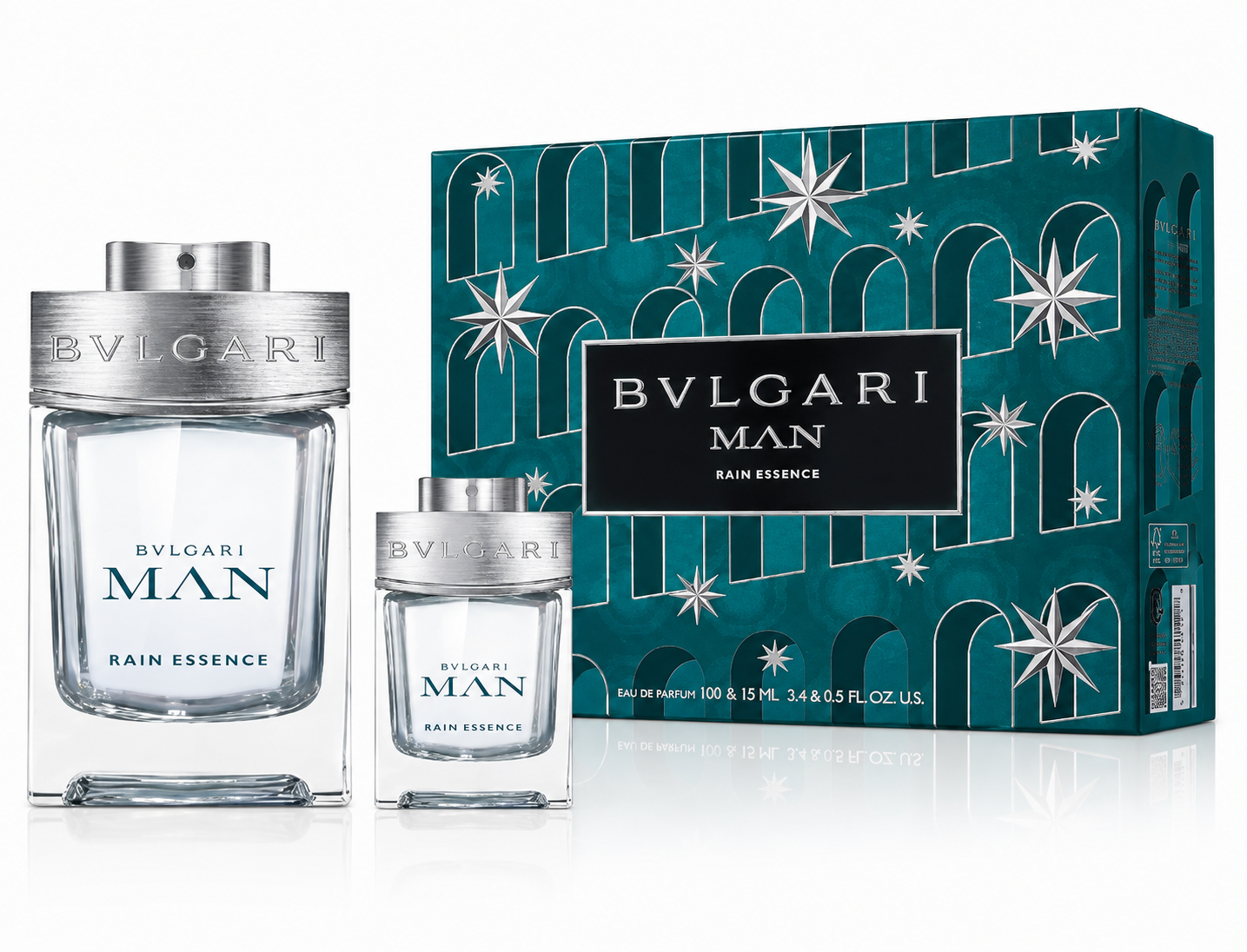 Bvlgari Man "rain Essence" Eua de PARFUM 100 & 15ml / 3.4 & 0.5oz 2-Piece Gift Set