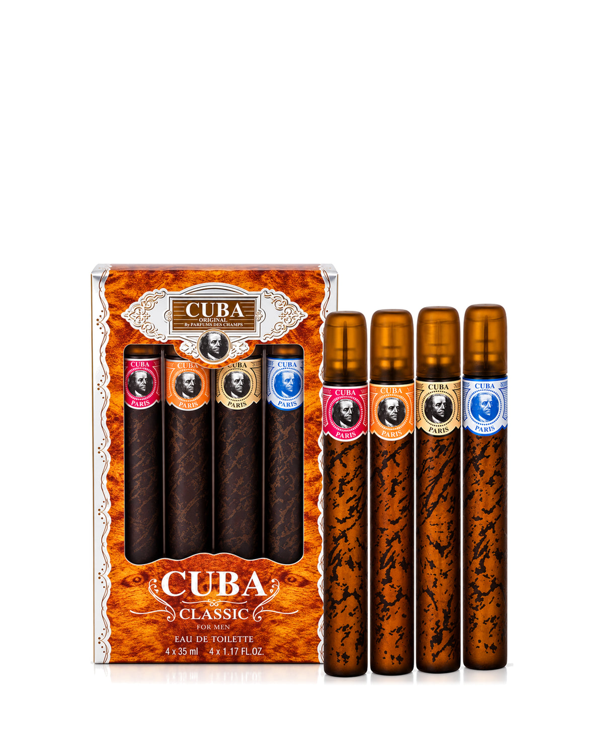 Cuba Classic for Men EDT 4 x 35 ml Set (Gold, Blue, Red and Orange)