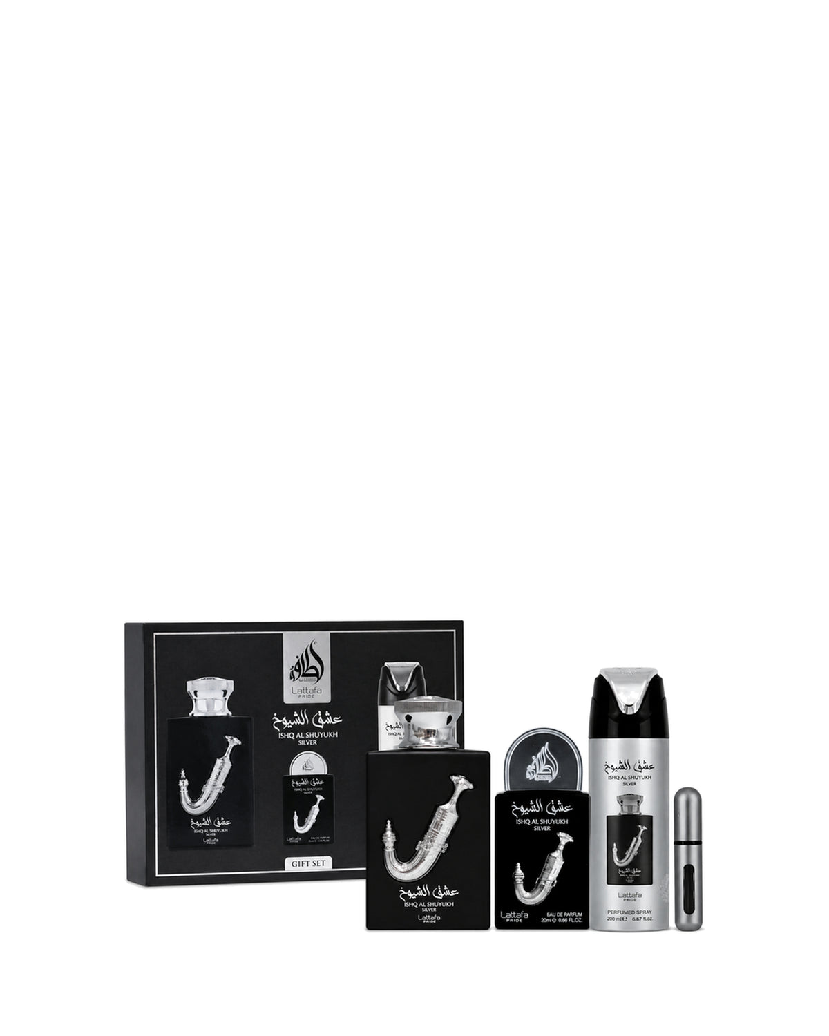 Lattafa Pride Ishq Al Shuyukh Silver 3-Piece Gift Set